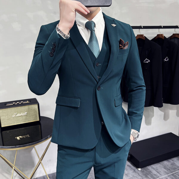 Men's Three-piece Suit Korean Style One Button - Image 8