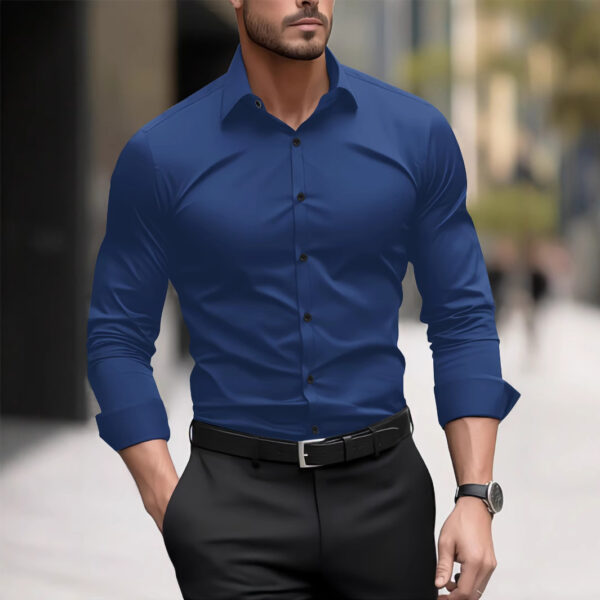 Men's Pigment Business Casual Long Sleeve Shirt - Image 2