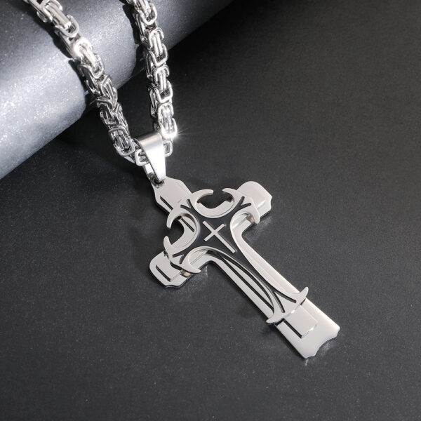 Fashion Jewelry Christian Trinity Latin Cross Necklace For Men Stainless Steel Three Layers Cross Pendants Necklaces Jewelry Gift - Image 6