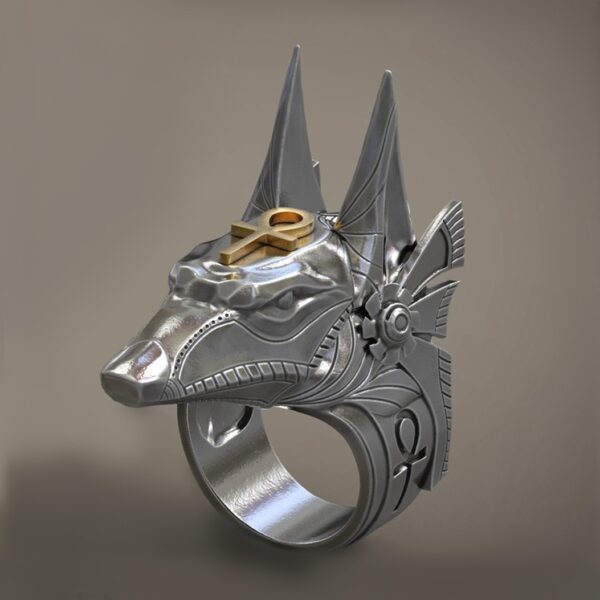 Fashion Men's Retro Anubis Wolf Head Ring