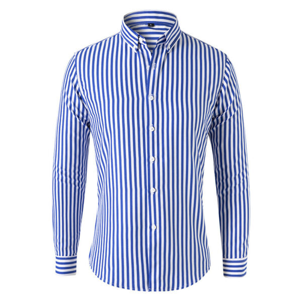 Men's Long-sleeved Slim Casual Striped Shirt - Image 8