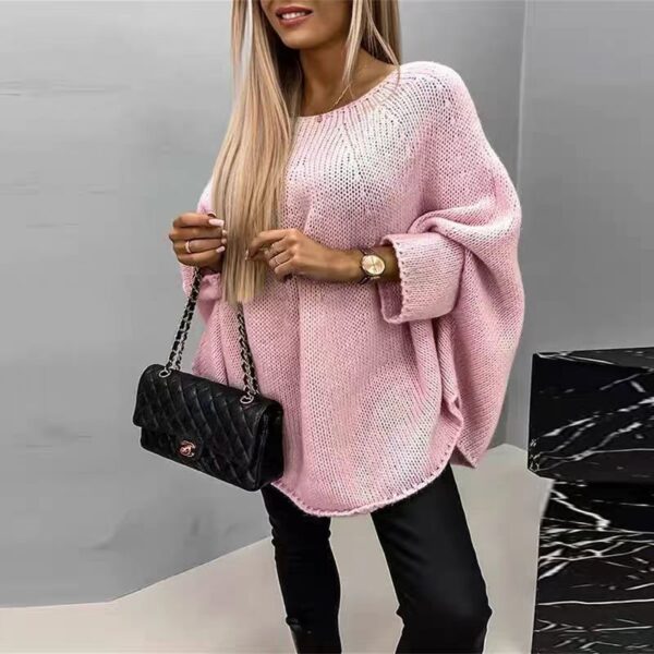 Winter Loose Batwing Sleeve Pullover Sweater Fashion Oversized Knitted Shawl Sweater Tops For Women Clothing - Image 2