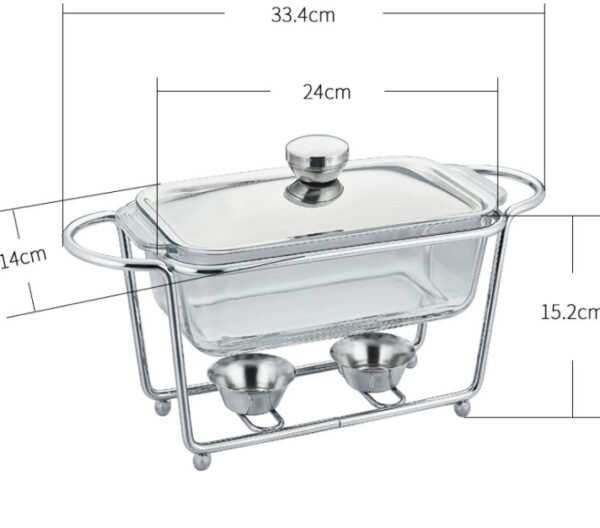 Rectangular Glass Buffet Stove Food Heating Container Hot Pot Alcohol Stove - Image 6