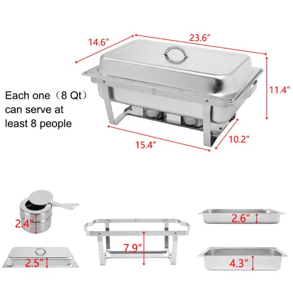 2pcs Stainless Steel 9L, Buffet Stove Rectangular - Image 7