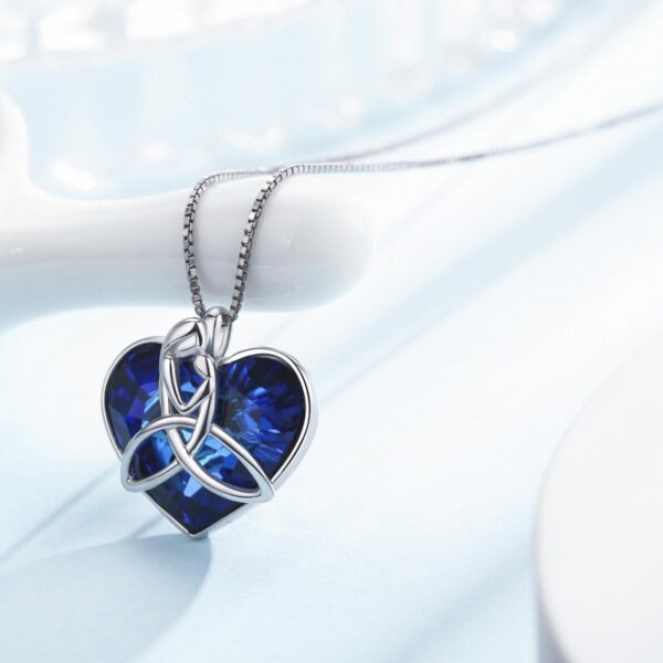 925 Sterling Silver Irish Celtic Knot Love Heart Pendant With Crystal Mother Jewelry - Image 3