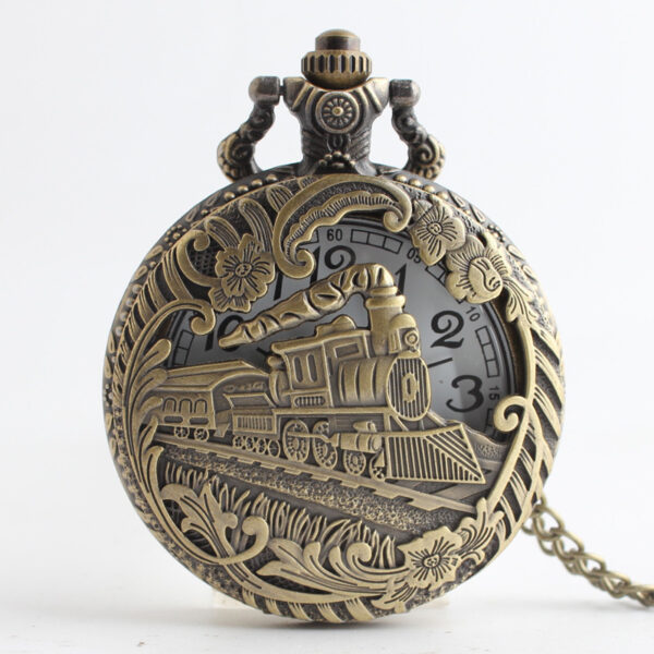 Hollow Train Head Large Classic Version Nostalgic Quartz Pocket Watch - Image 5