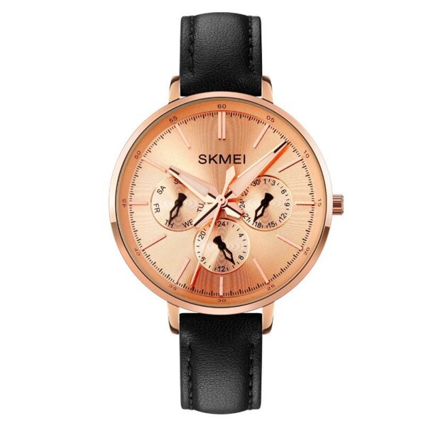 Fashion Six-pin Genuine Leather Women's Retro Round Quartz Watch - Image 8