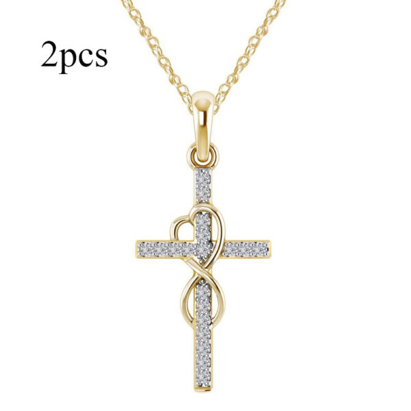 Alloy Pendant With Diamond And Eight-character Cross Necklace - Image 9