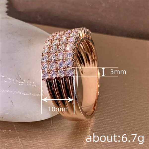 Inlaid Zircon Female Shiny Ring Geometry - Image 5