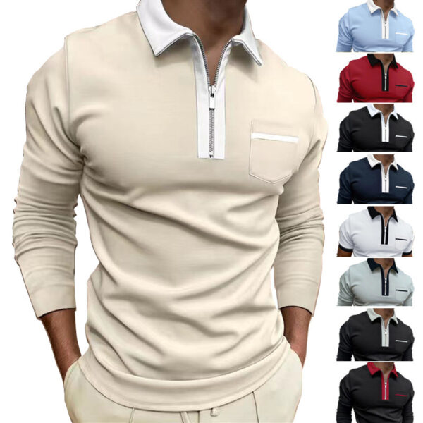 Fashion Slim Fit Pocket Long Sleeve Men's T-shirt - Image 9