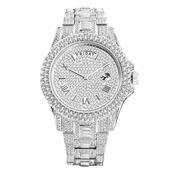 Outside The Watch Fashionable High-end Double Calendar Business Full Diamond Quartz - Image 5