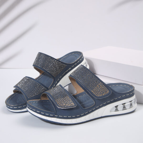 New Air Cushion Wedges Sandals Summer Casual Rhinestone Slides Roman Sandals For Women Non-slip Beach Shoes - Image 3