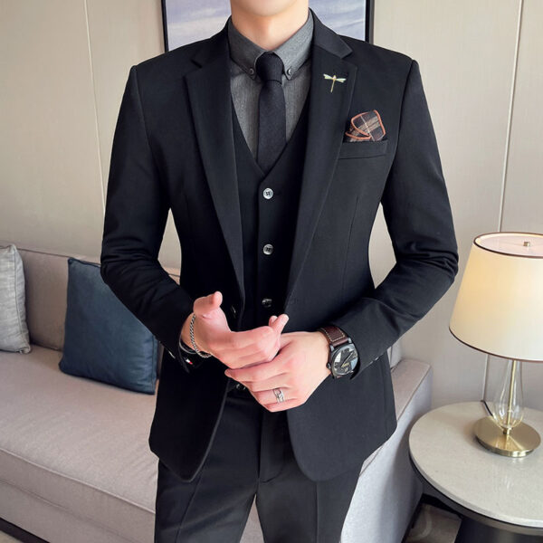 Plus Size Men's Clothing Solid Color Suit Suit Men's Three-piece Suit - Image 5