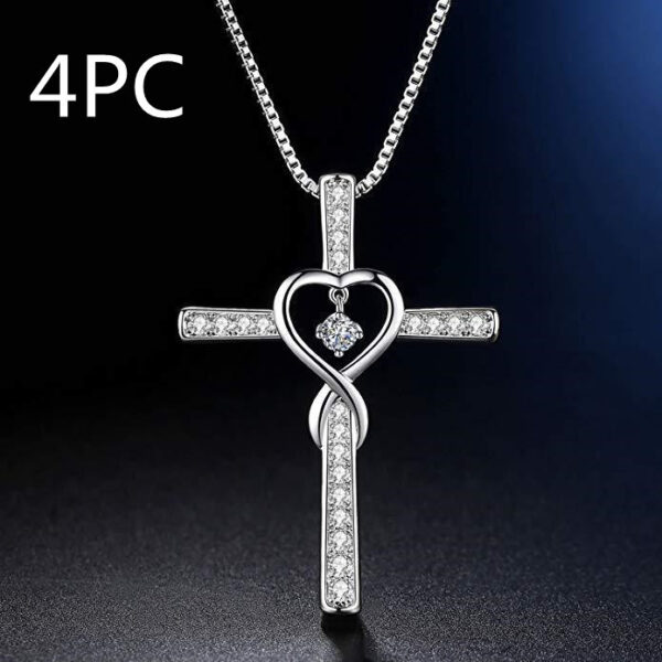 Infinity Love God We Trust Christian Cross Birthstone Crystal Pendant Necklace Colour Gems Zircon Heart Necklace Women Jewelry - Image 10