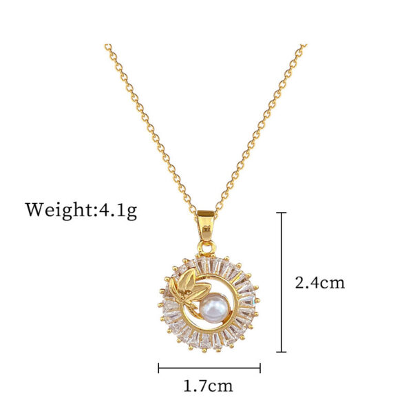 Fashion Jewelry Square Full Diamond Personalized Round Ring Leaves Necklace And Earrings Suite - Image 6