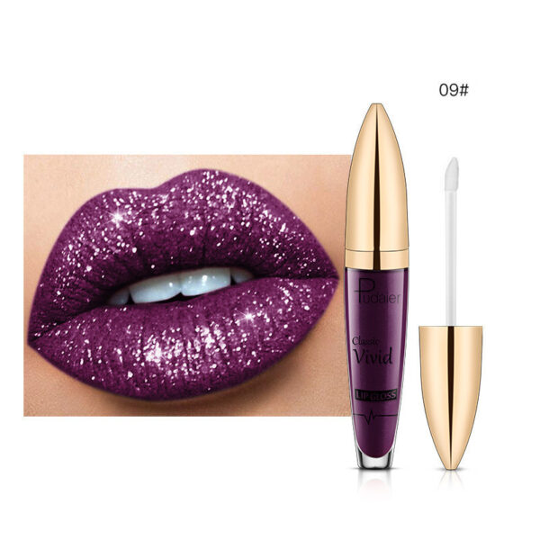 Pudaier Sip Glitter Flip Matte Shimmer Lip Gloss No Stain On Cup Diamond Lipstick - Image 2