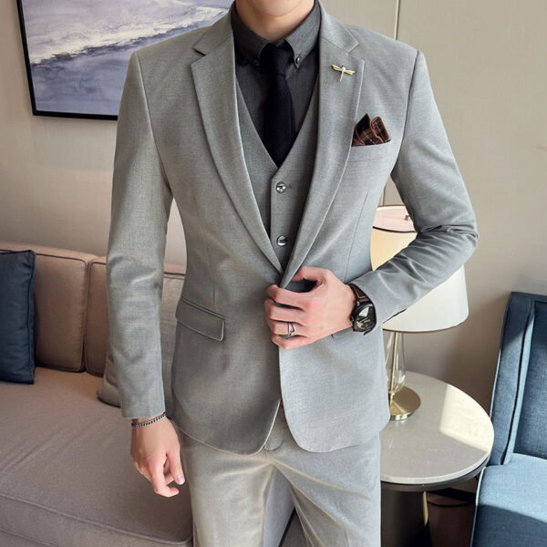 Plus Size Men's Clothing Solid Color Suit Suit Men's Three-piece Suit - Image 9