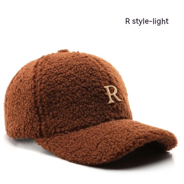 Autumn And Winter Letter R Solid Color Lamb Wool Baseball Cap Outdoor Sun Protection - Image 7