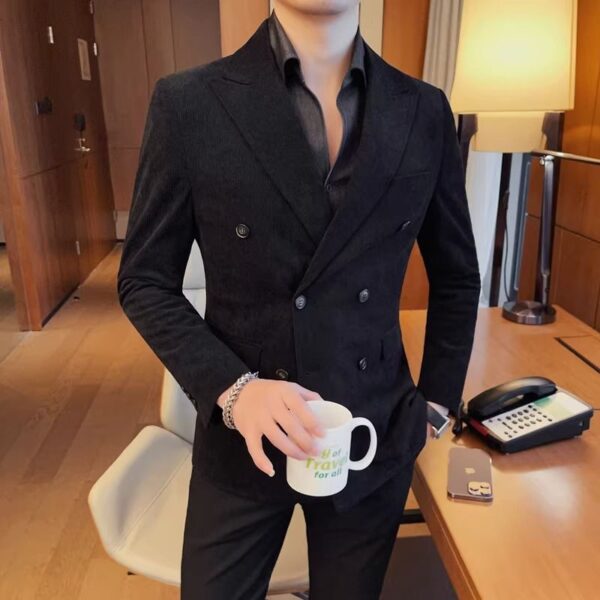 Light Luxury Corduroy Suit Jacket Autumn And Winter Double Breasted Casual - Image 7