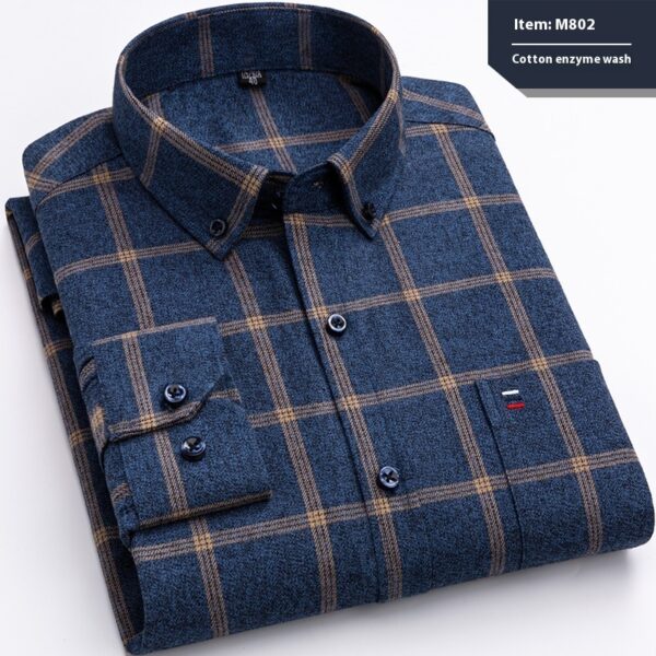 Cotton Long-sleeved Shirt Plaid Business Slim Fit - Image 9