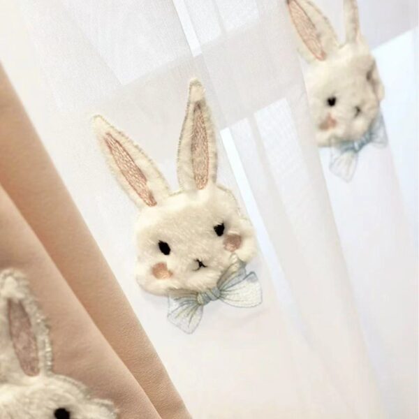 Plush Rabbit Cute Princess Pink Children's Room Curtain - Image 2