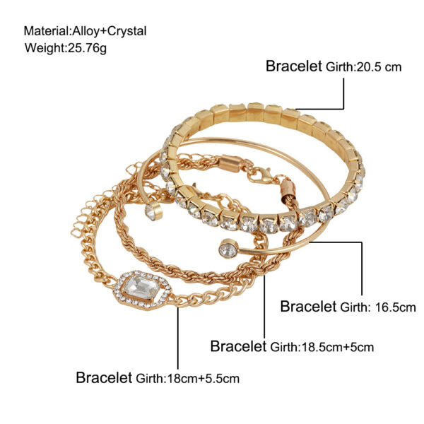 Fashion Jewelry 4 Pcs Crystal Bracelet Set Bohemian Design For Women Vintage Luxury Twisted Cuff Chains Armband Jewelry Accessories - Image 5