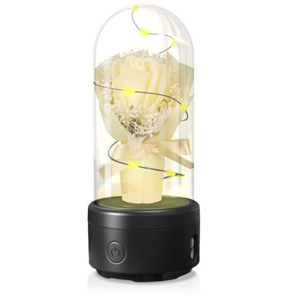 Creative 2 In 1 Bouquet LED Light And Bluetooth-compatible Speaker Mother's Day Gift Rose Luminous Night Light Ornament In Glass Cover - Image 5