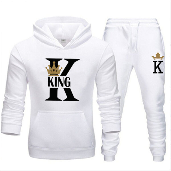 New Men's Sweater KING QUEEN Loose Casual Hooded Printed Couple Suit - Image 6