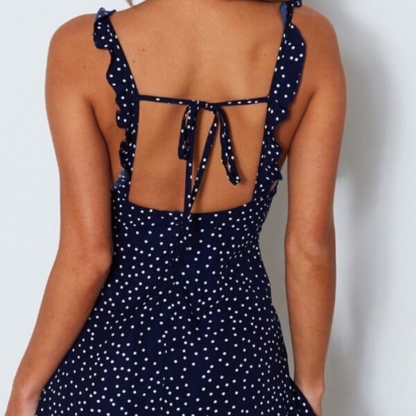 Polka-dot Strappy Dress Women Summer Fashion Beach Sundress - Image 2