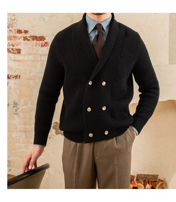 Fall Winter Men Coat V-neck Sweater Trendy Simple - Image 6