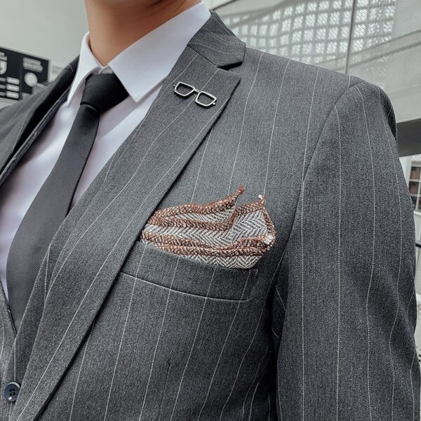 Striped Suit Men's Korean Style Small Suit Professional Business Suit - Image 6