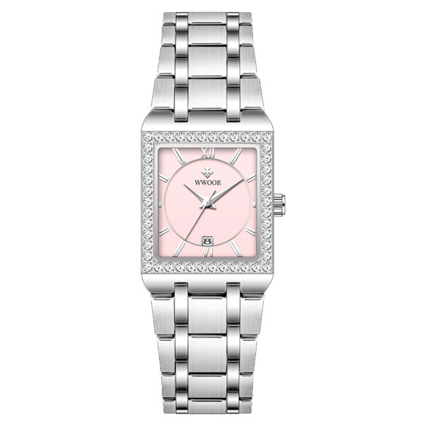 Grip Love Belt Diamond Waterproof Square Steel Band Quartz Women's Watch - Image 9