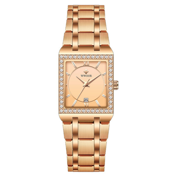 Grip Love Belt Diamond Waterproof Square Steel Band Quartz Women's Watch - Image 6