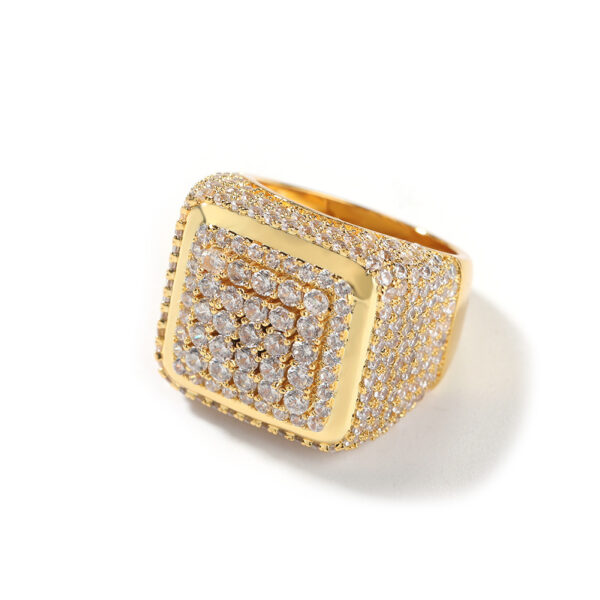 Retro Large Square Ring Copper Inlaid Zircon - Image 2