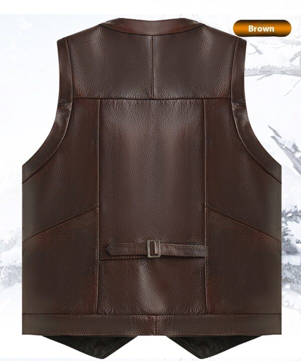 Genuine Leather Vest Man First Layer Cowhide Motorcycle Clothing - Image 4