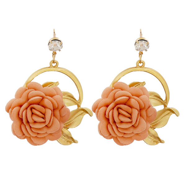 Ear Hanging Cloth Flower Earrings - Image 6