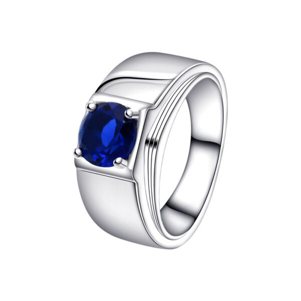 S925 Sterling Silver Fashionable All-match High-grade Blue Gemstone Women's Ring - Image 4