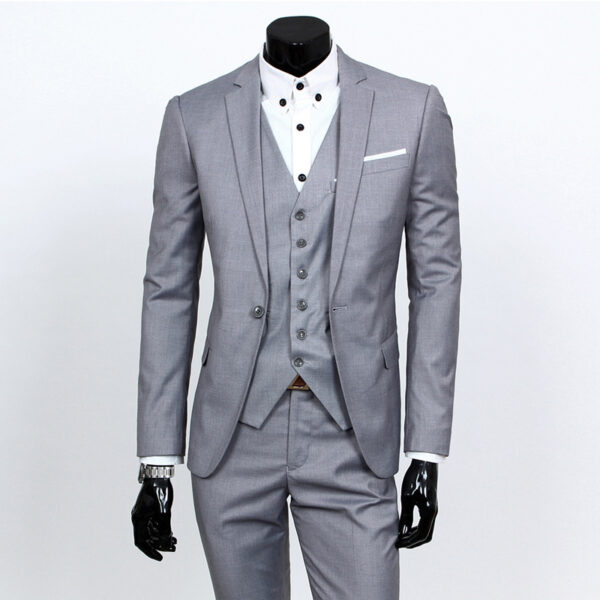 Suit Set Three-piece Set Slim-fit Korean Formal Wear - Image 3