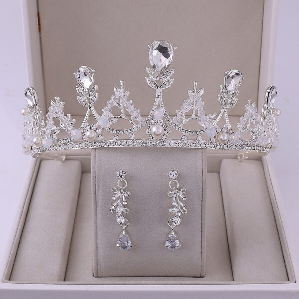 Korean Style Bridal Crown Earring Set - Image 10