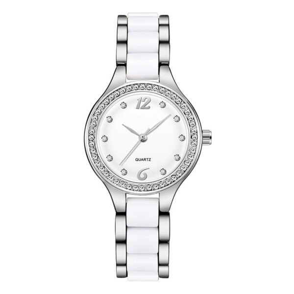 Women's Fashion Simple Waterproof Ceramic Watch With Diamonds - Image 3