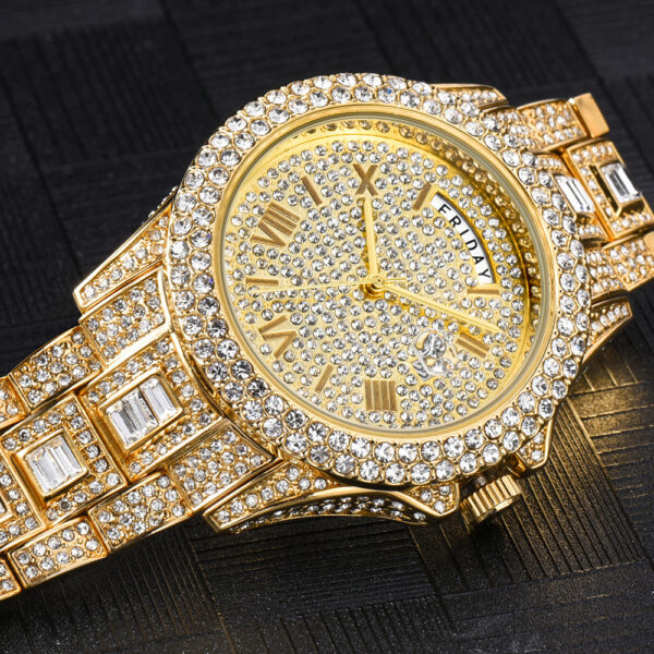 Outside The Watch Fashionable High-end Double Calendar Business Full Diamond Quartz - Image 10