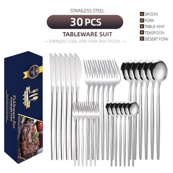 Stainless Steel Knife And Forks 30-piece Tableware Set Suit - Image 4