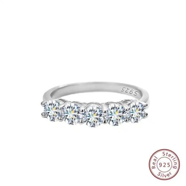 Moissanite Five-star Row Diamond Ring Platinum Women - Image 4