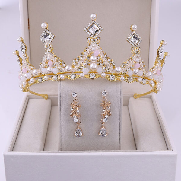 Korean Style Bridal Crown Earring Set - Image 4