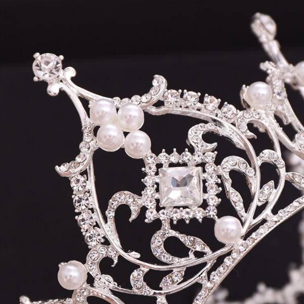 Baroque Bridal Tiara Crown Square Diamond Round Princess Crown - Image 2