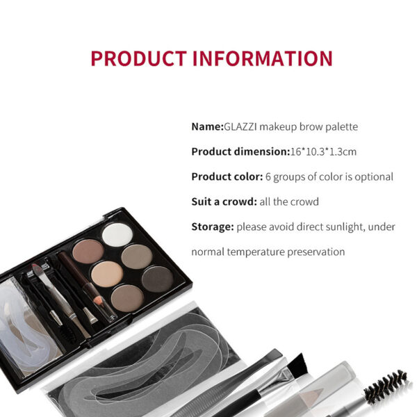 Natural Brown Eyebrow Powder Palette Eye Contour Enhancers Eye Brows Shadow Stamp Shaping Waterproof Makeup Kit With Brush - Image 6