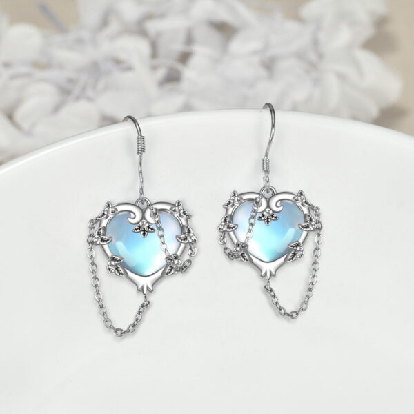 Witches Heart Moonstone Earrings 925 Sterling Silver Jewelry for Women - Image 4