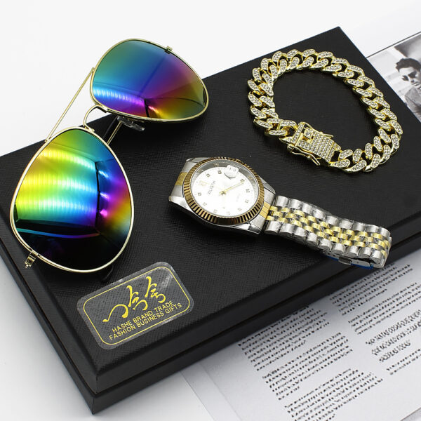 Wristwatch Glasses New Men's Watch Business Foreign Trade Sunglasses Watch Gift Box Suit - Image 3