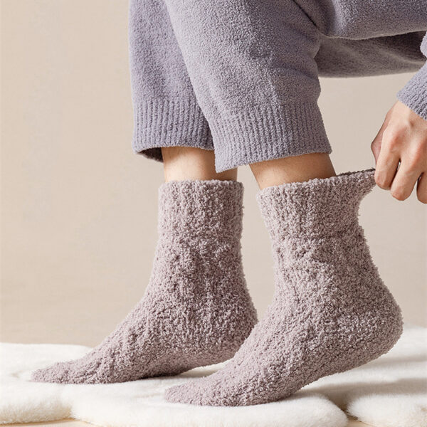 Winter Warm Fuzzy Coral Fleece Socks Women Men Velvet Thickened Home Sleepping Floor Socks - Image 5