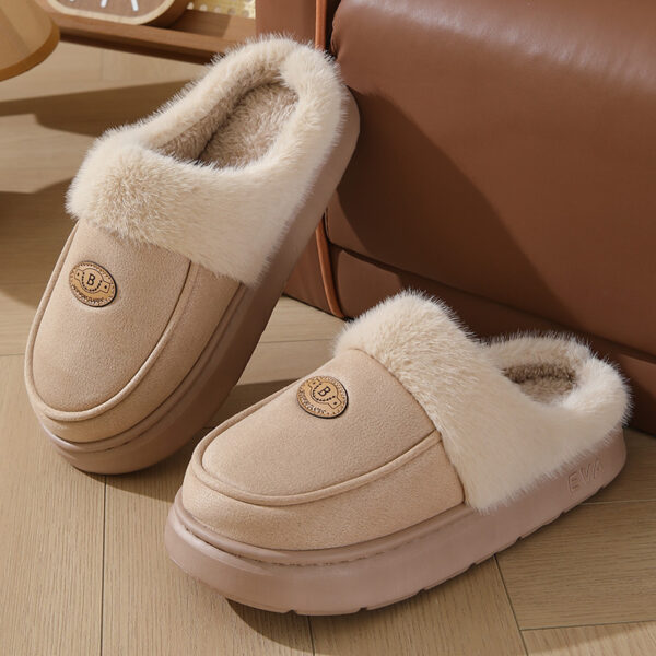 Winter Plush Slippers For Men Casual All-match Warm Suede House Shoes Indoor Non-slip Floor Bedroom Slipper - Image 3